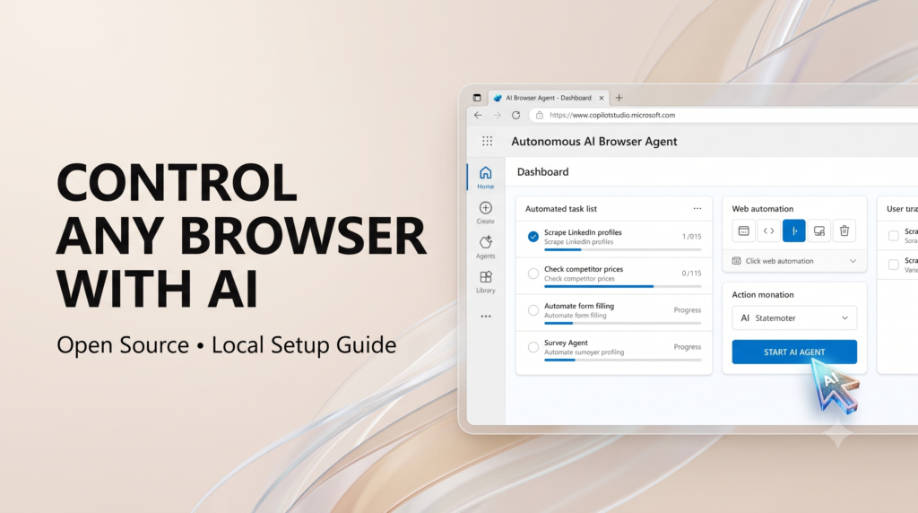Browser-Use local setup guide showing autonomous AI agent controlling web browser interface