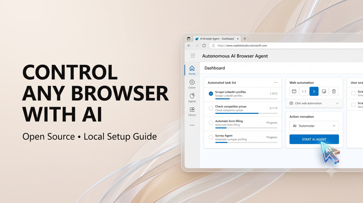 Browser-Use local setup guide showing autonomous AI agent controlling web browser interface